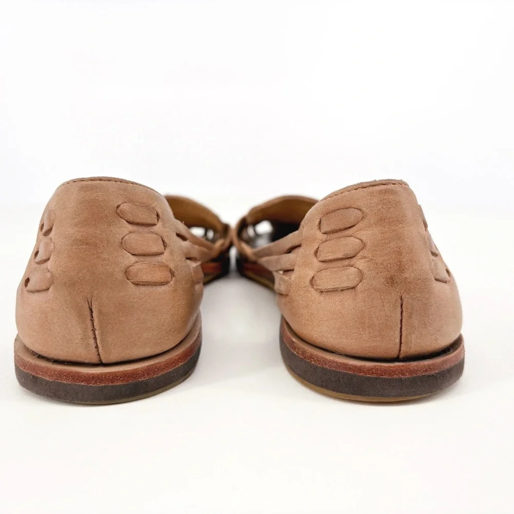 Women's Woven Leather Flats - Nude - Picture 11 of 15